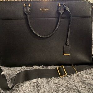 Kate Spade Black Leather Handbag with Gold Accents